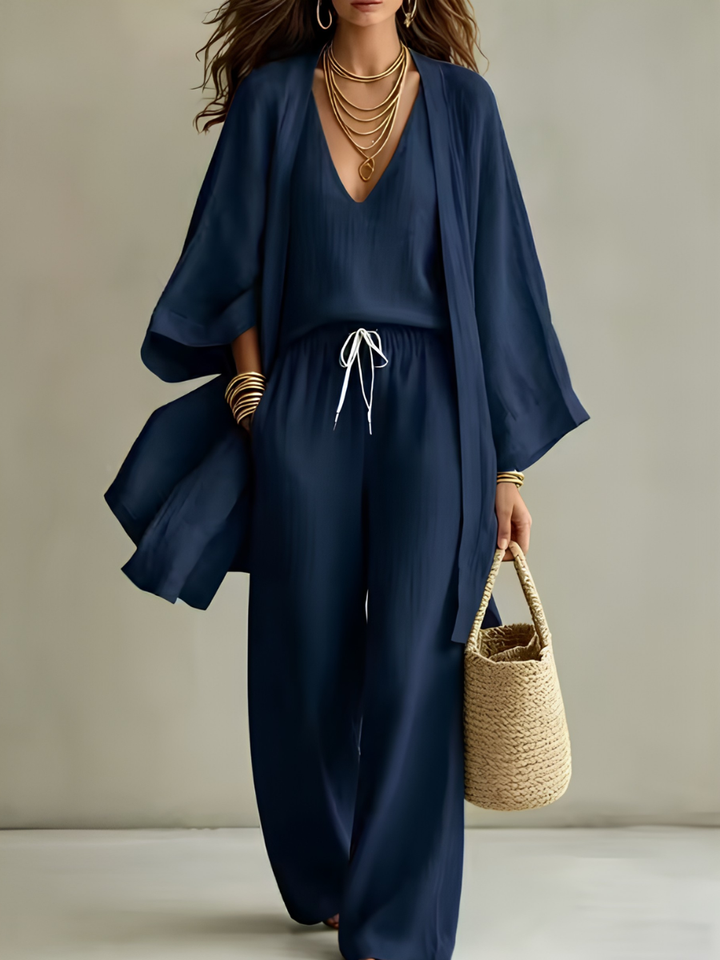 Isabelle | Casual 3-Piece Linen Homewear Set