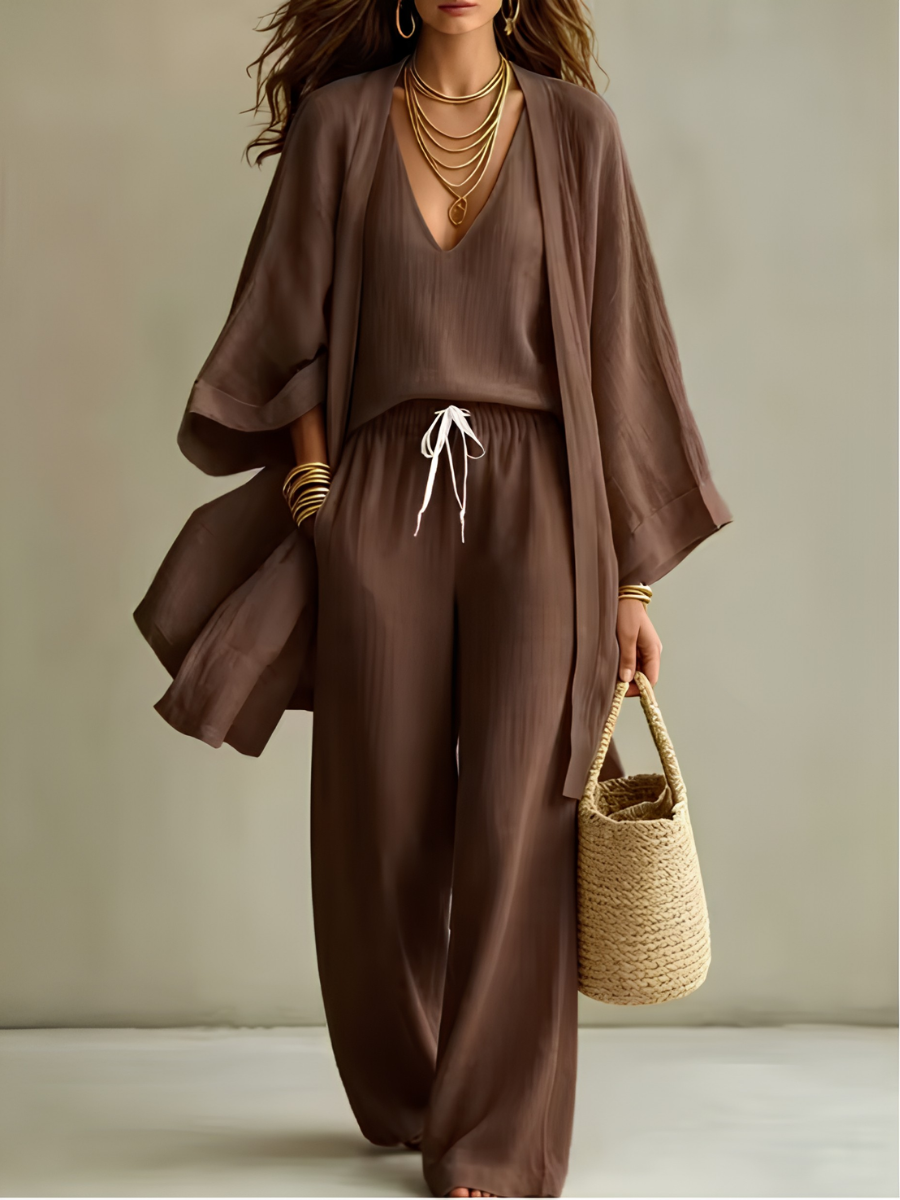Isabelle | Casual 3-Piece Linen Homewear Set