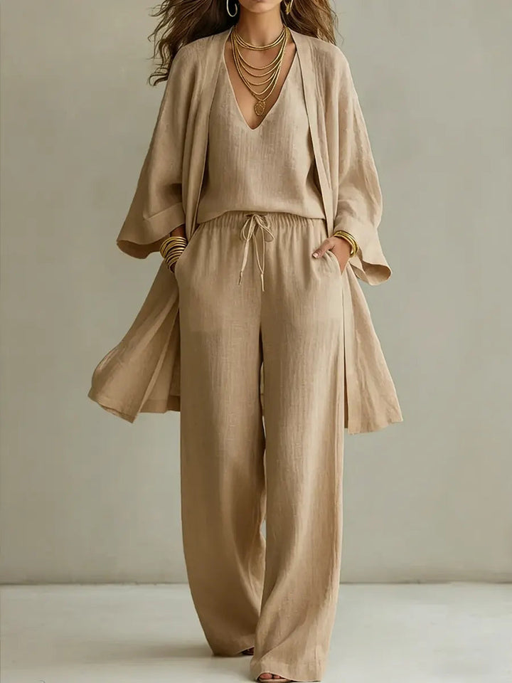 Isabelle | Casual 3-Piece Linen Homewear Set