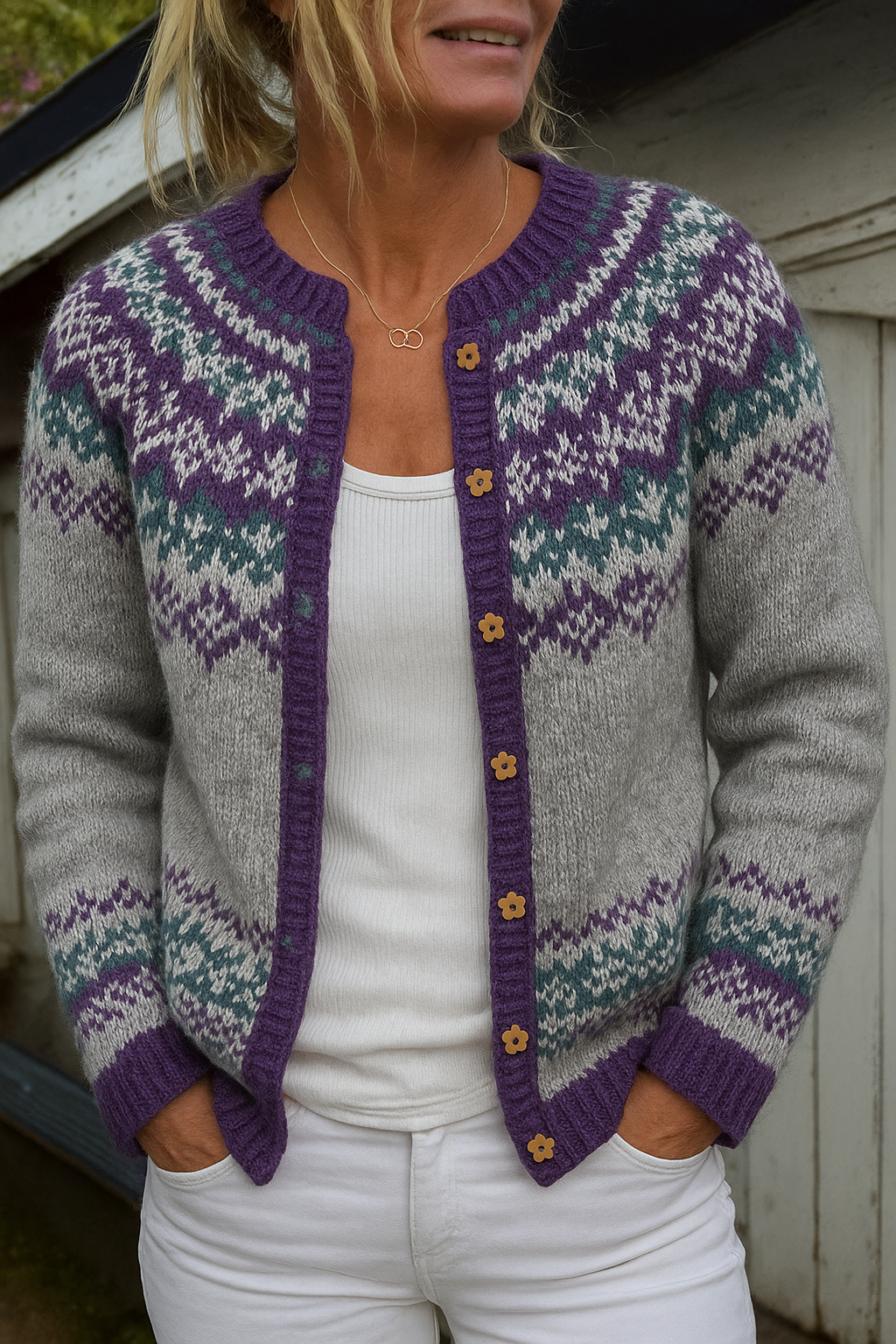 Kirsti | Grey violet cardigan