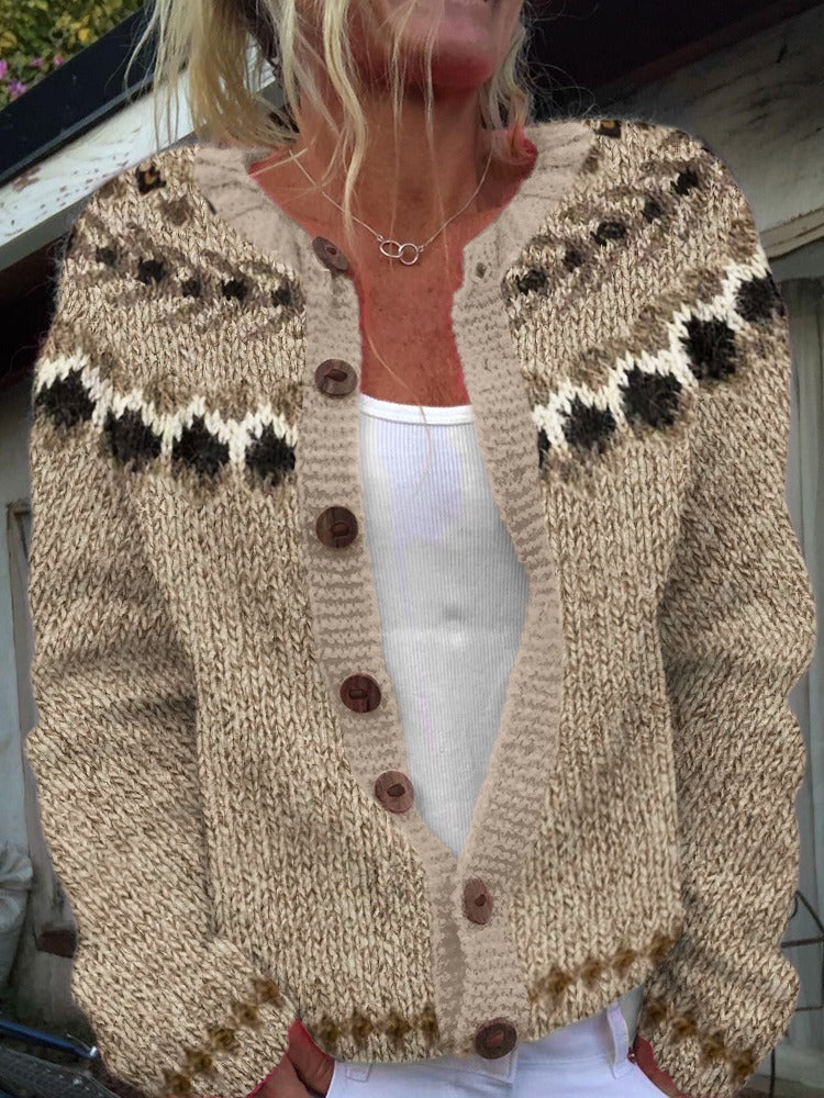 Tuulia | Caramel-coloured knitted jacket