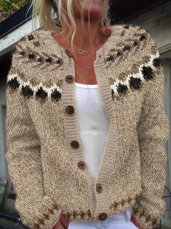 Tuulia | Caramel-coloured knitted jacket