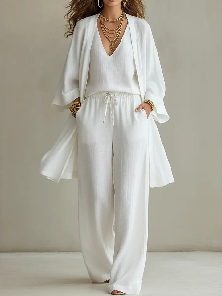 Isabelle | Casual 3-Piece Linen Homewear Set