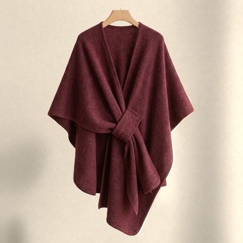 Astrid Poncho - Wine Red